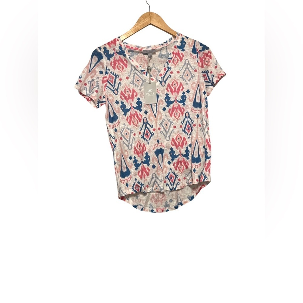 Multicolor Patterned Women's Top Pure collection nwt linen printed T-Shirt